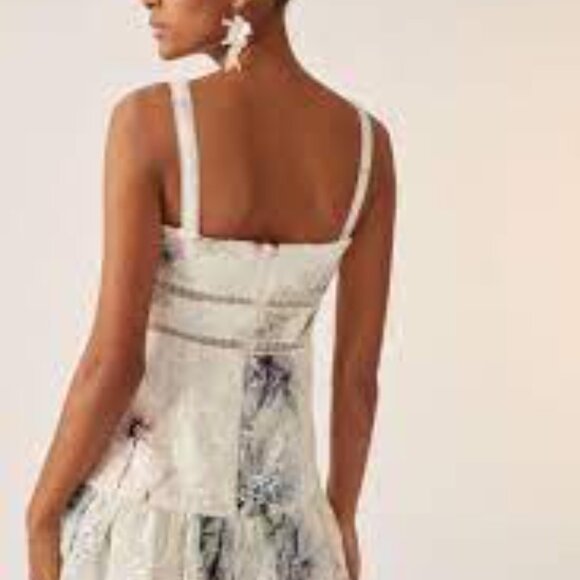 Monique Lhuillier white lace floral ruffle mini cocktail Anthropologie dress 14 - Picture 3 of 7